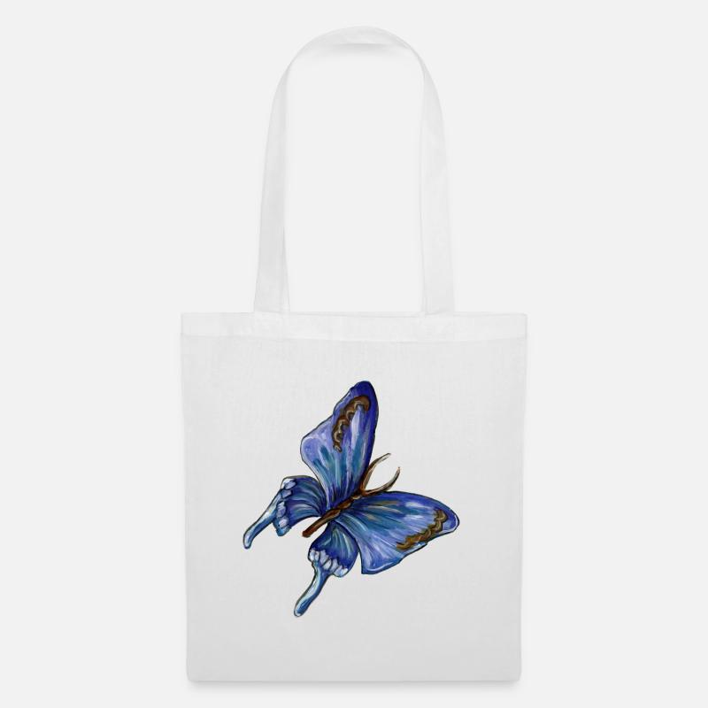 blauer Schmetterling - Stoffbeutel - Weiß