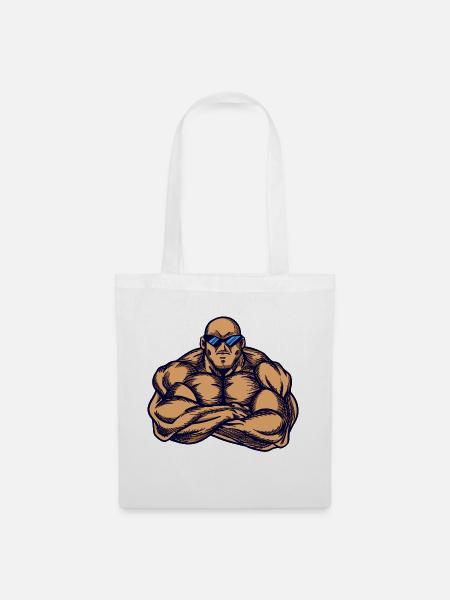 Muskelaufbau Muskelmann Bodybuilder Muskelaufbau - Stoffbeutel - Weiß