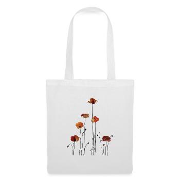 Mohnblumen Silhouette Design - Stoffbeutel - Weiß - Vorne