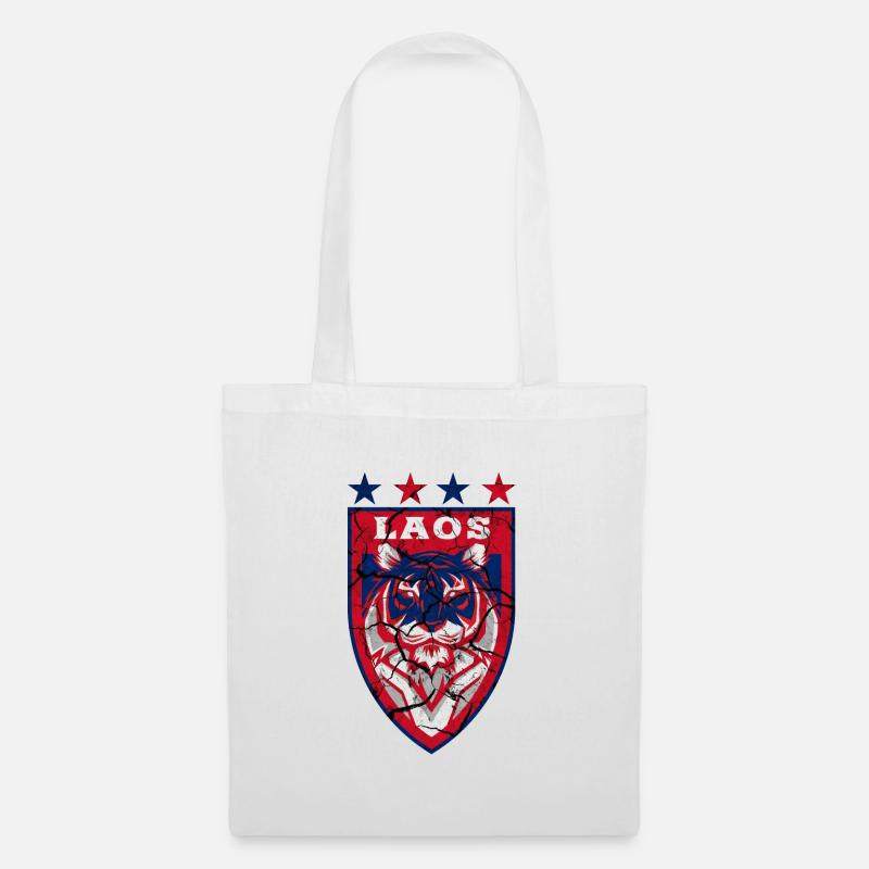 Laos Tiger Wappen Design / Geschenkidee - Stoffbeutel - Weiß