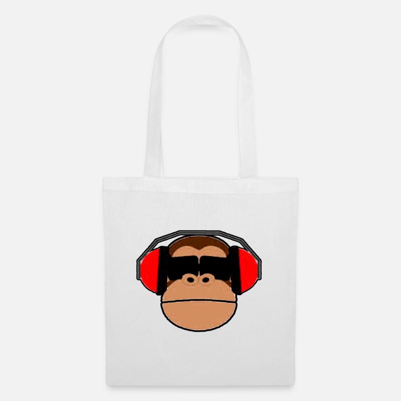 Affe Kopfhörer Schimpanse Musik Brille Geschenk - Stoffbeutel - Weiß