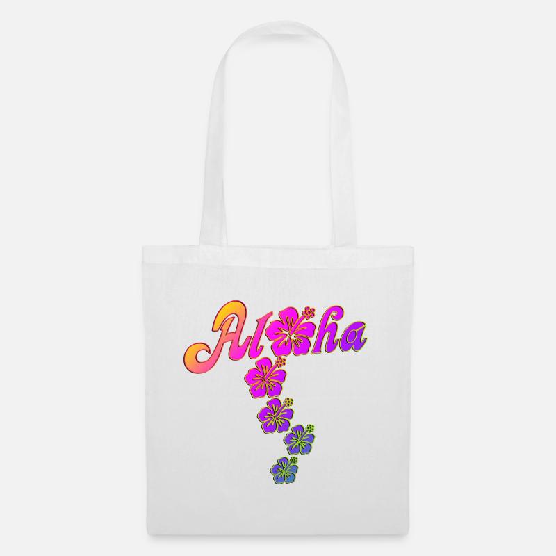 Aloha Hibiscus Blossoms - colored fill - Stoffbeutel - Weiß