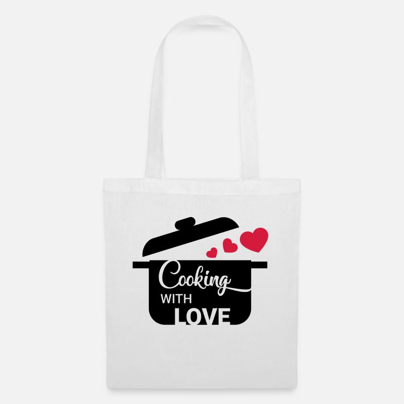 Cuisiner avec amour - Sac en tissu - blanc