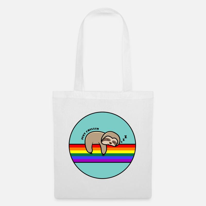Just Chillin Sloth / Sloth Snoozing On A Rainbow - Tote Bag - white