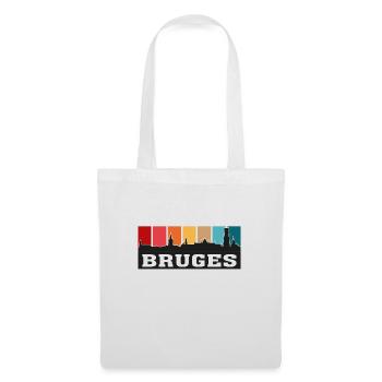 Bruges Belgique Voyage Skyline Souvenirs Silhouette - Sac en tissu - blanc - Devant