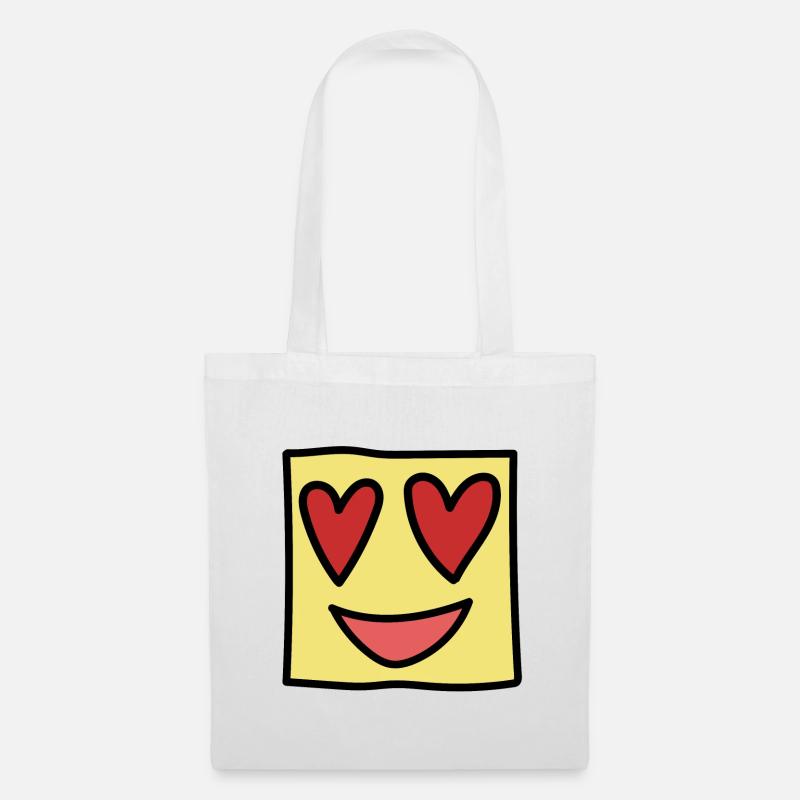 Funny Square Face Emoticon Kawaii Expression - Tote Bag - white