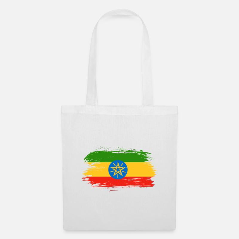 Äthiopien Flaggen Design / Geschenkidee - Stoffbeutel - Weiß