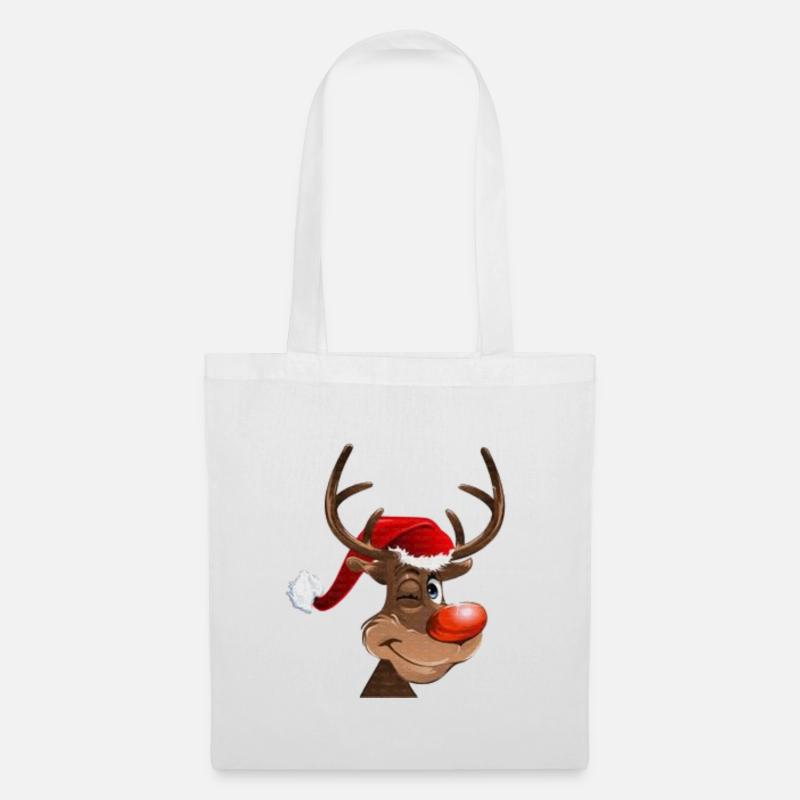 Weihnachtsrentier - Stoffbeutel - Weiß