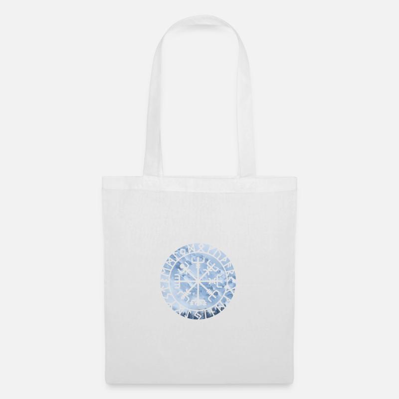 Wikinger Kompass Vegvisir Berge Norwegen - Stoffbeutel - Weiß
