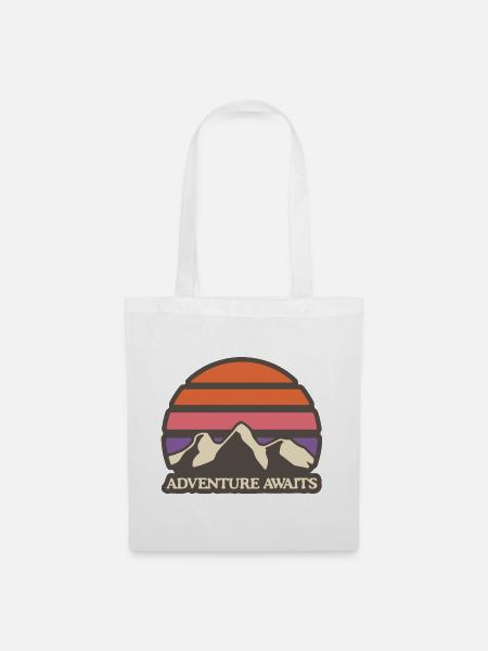 Berge im Retro-Sonnenuntergang - Stoffbeutel - Weiß