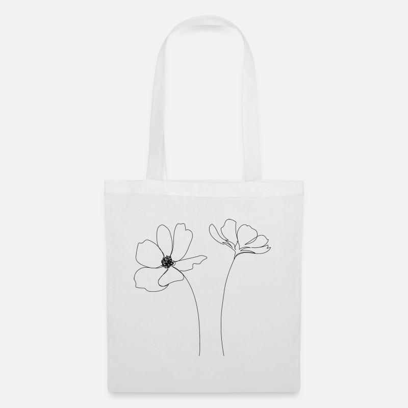 Blumen eine Strichzeichnung - Stoffbeutel - Weiß