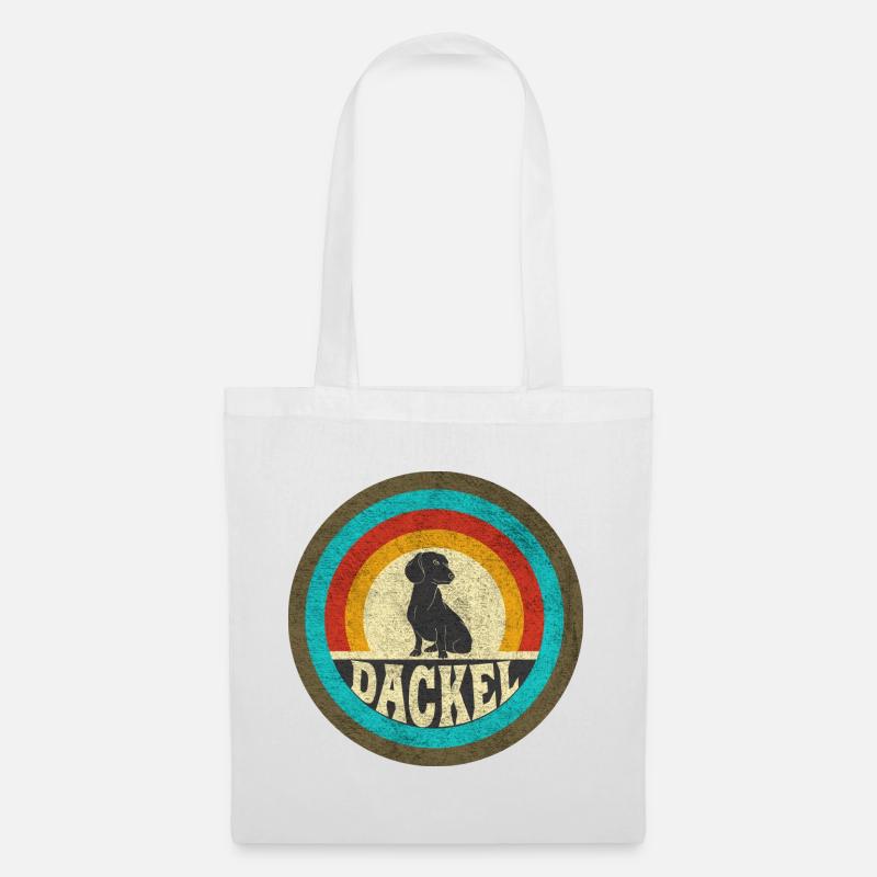Dackel Vintage Design / Geschenkidee - Stoffbeutel - Weiß