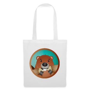 cute rodent patch - beaver nibbles on wood - Tote Bag - white - Front