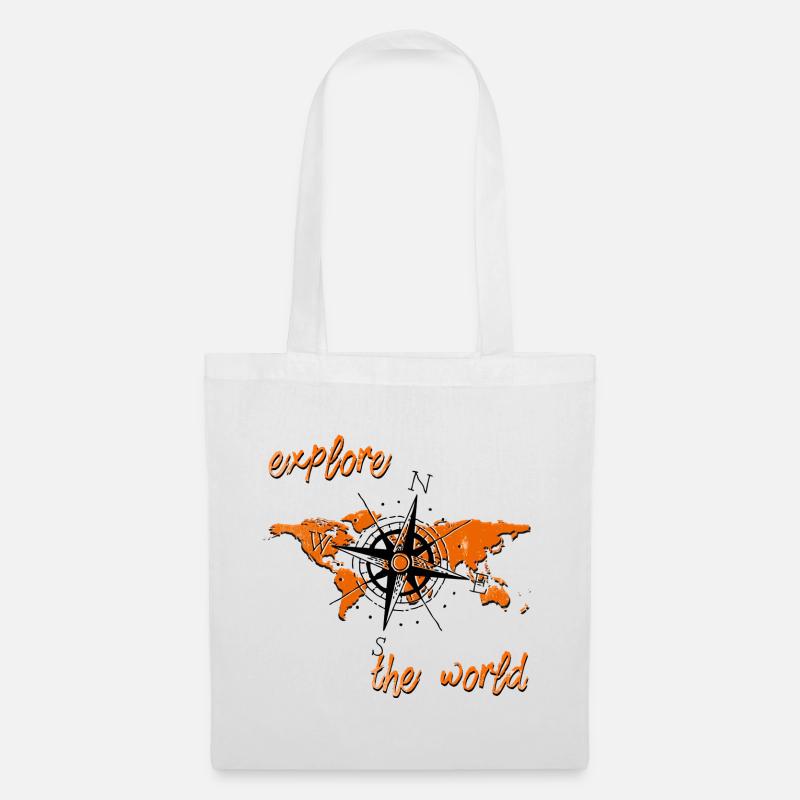 Explore orange - Sac en tissu - blanc