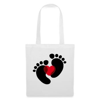 Coeur Enceinte Pieds bébé - Sac en tissu - blanc - Devant