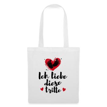 Amour bébé ventre coeur Enceinte Déclaration Pieds bébé - Sac en tissu - blanc - Devant