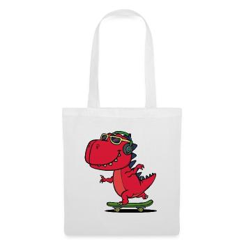 Cool dinosaure Casque Drôle de lunettes de soleil - Sac en tissu - blanc - Devant