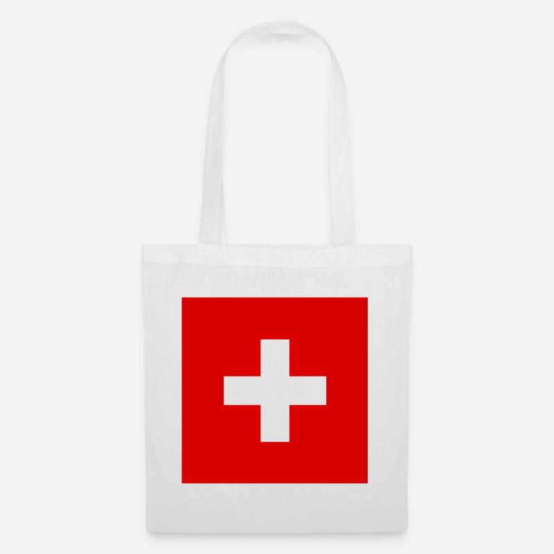 Schweiz Flagge - Swiss Pride Geschenk - Stoffbeutel - Weiß