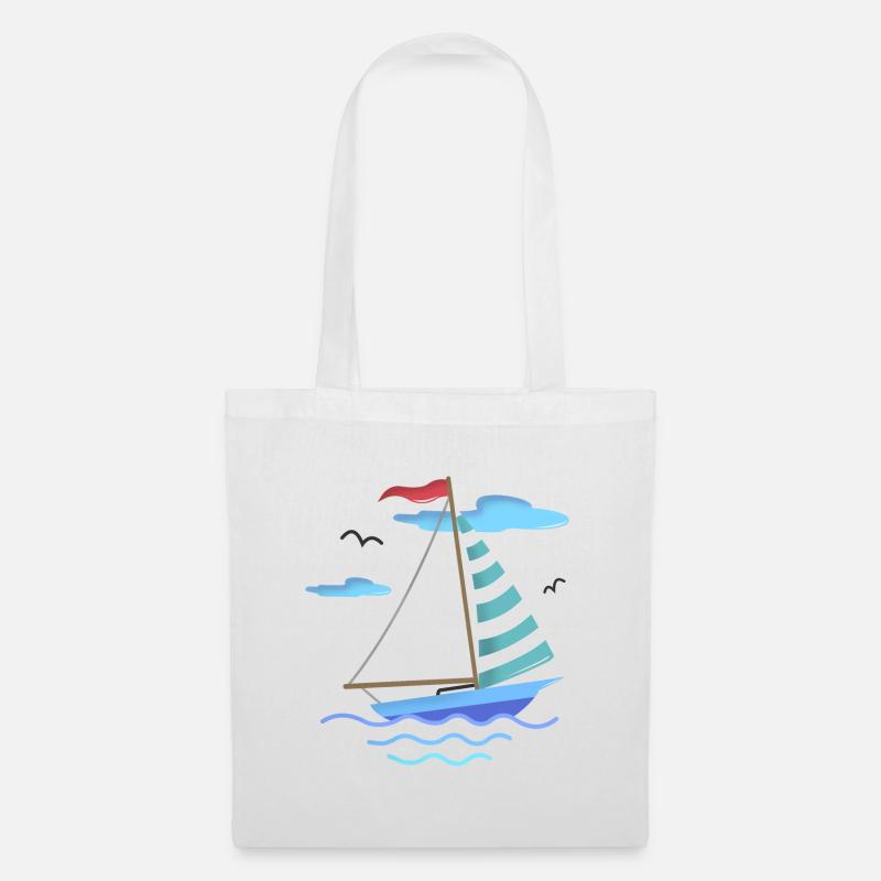 SEGELBOOT BOOT HAFEN SEE MEER MARITIM GESCHENKIDEE - Stoffbeutel - Weiß