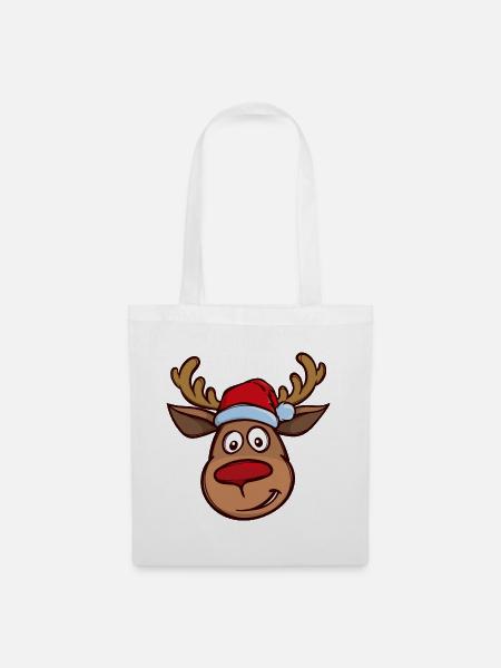 Weihnachten Rentier Gesicht - Stoffbeutel - Weiß