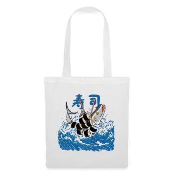 Sushi de thon dans la vague - Sac en tissu - blanc - Devant