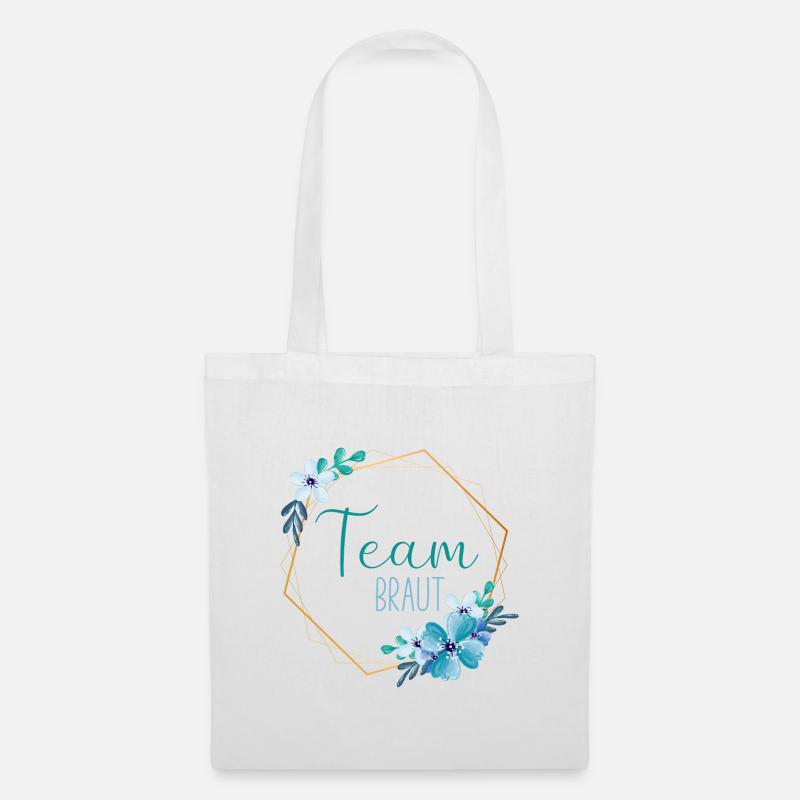 Blue Flowers - Team Braut - 13 - Stoffbeutel - Weiß