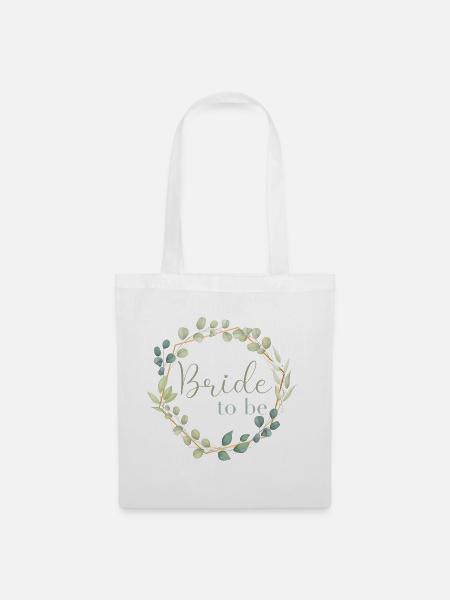 Green Leaves - Bride to be - Stoffbeutel - Weiß