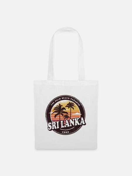 Sri Lanka Vintage Beach Design / Geschenkidee - Stoffbeutel - Weiß