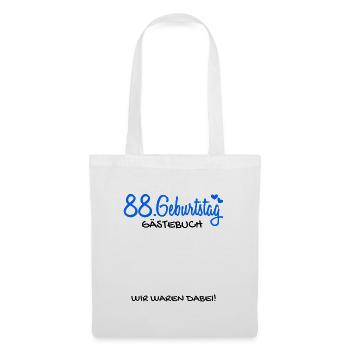 88 Geburtstag Gästebuch - 88 Jahre Geschenk - Stoffbeutel - Weiß - Vorne