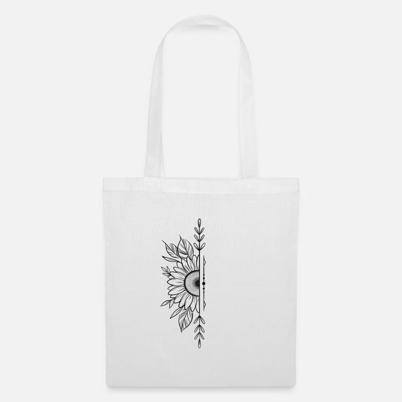 Fleur de tournesol dotwork - Sac en tissu - blanc