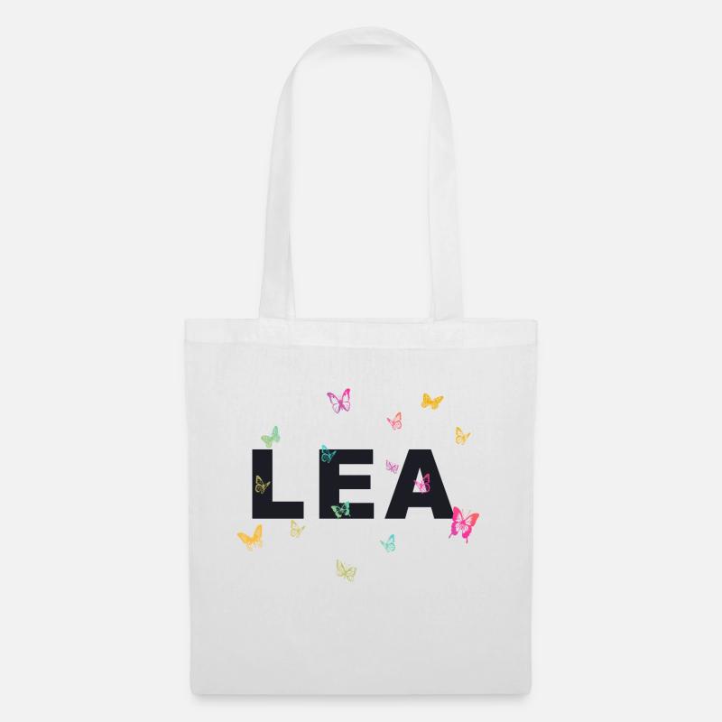 Lea - Schöner Name mit Schmetterlingen, Mädchen - Stoffbeutel - Weiß