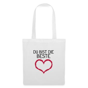 Du bist die Beste Herz Geschenk - Stoffbeutel - Weiß - Vorne