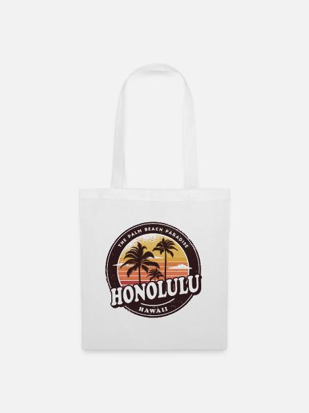 Honolulu Hawaii Vintage Beach Design - Stoffbeutel - Weiß