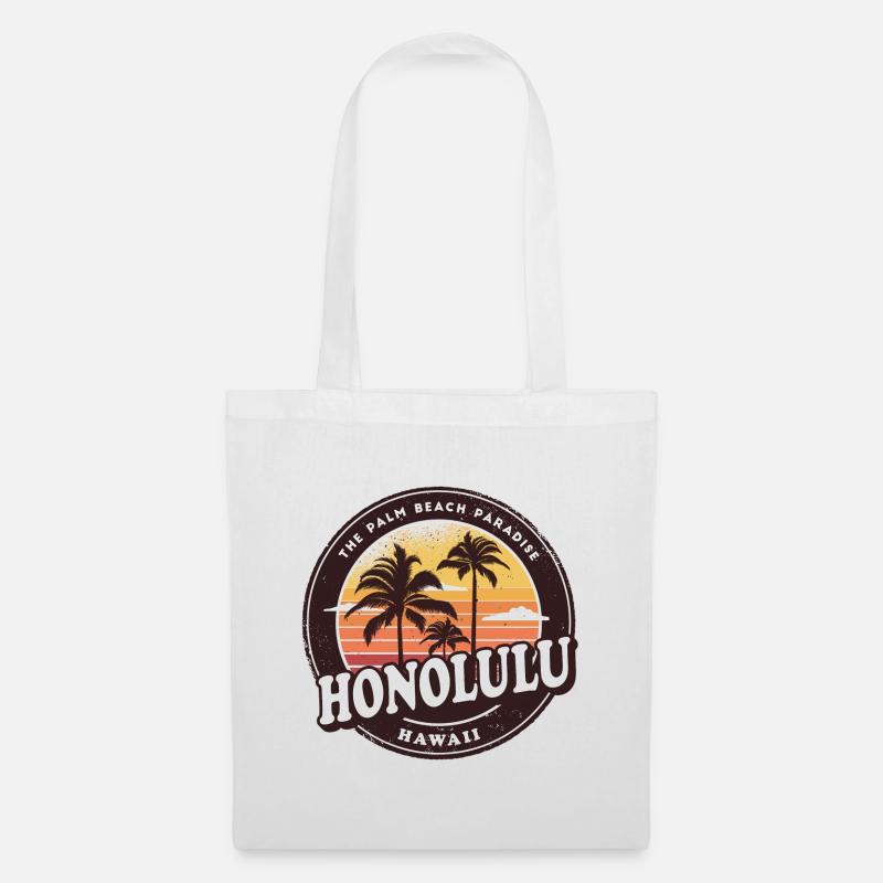 Honolulu Hawaii Vintage Beach Design - Stoffbeutel - Weiß
