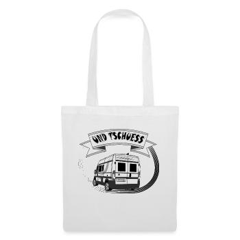 Kastenwagen von hinten "Und Tschuess" weiß - Stoffbeutel - Weiß - Vorne