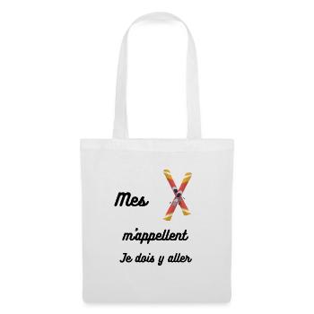 Mes skis m appellent T Shirt humour ski - Sac en tissu - blanc - Devant