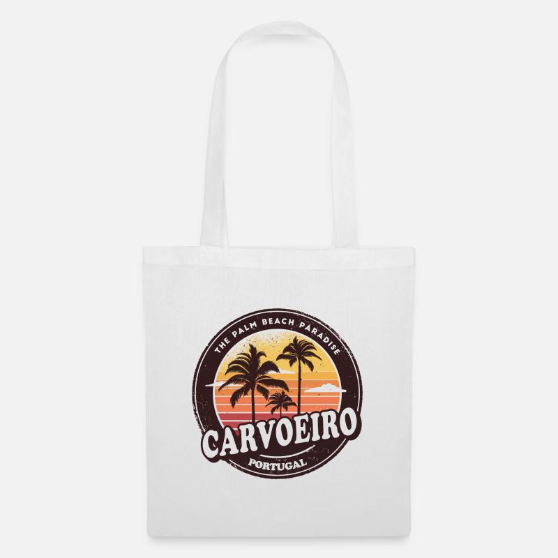 Carvoeiro Portugal Vintage Beach Design - Stoffbeutel - Weiß