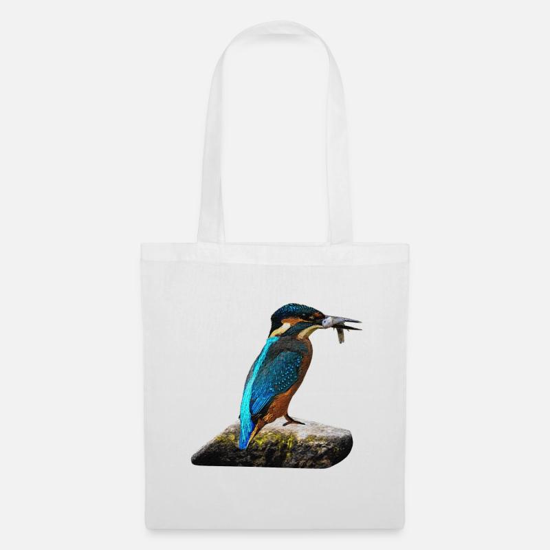 coole vögel, fischendes Eisvogel männchen - Stoffbeutel - Weiß