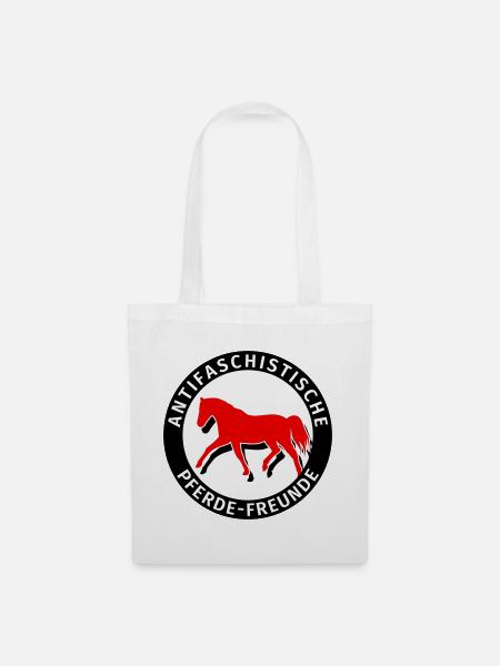 Antifaschistische Pferde-Freunde Antifa Humor - Stoffbeutel - Weiß