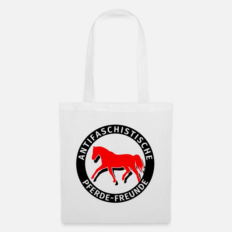 Antifaschistische Pferde-Freunde Antifa Humor - Stoffbeutel - Weiß