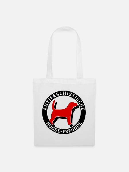 Antifaschistische Hunde-Freunde Antifa Humor - Stoffbeutel - Weiß