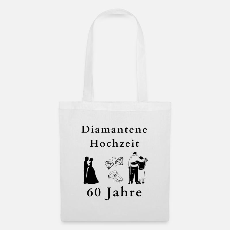 Diamantene Hochzeit 60ster Hochzeitstag feiern - Stoffbeutel - Weiß
