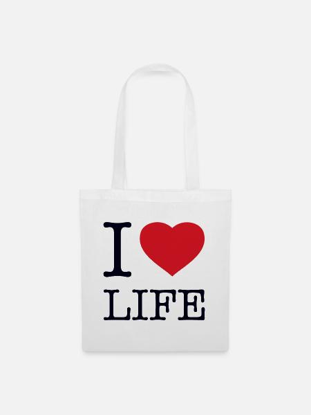 I LOVE LIFE - Stoffbeutel - Weiß