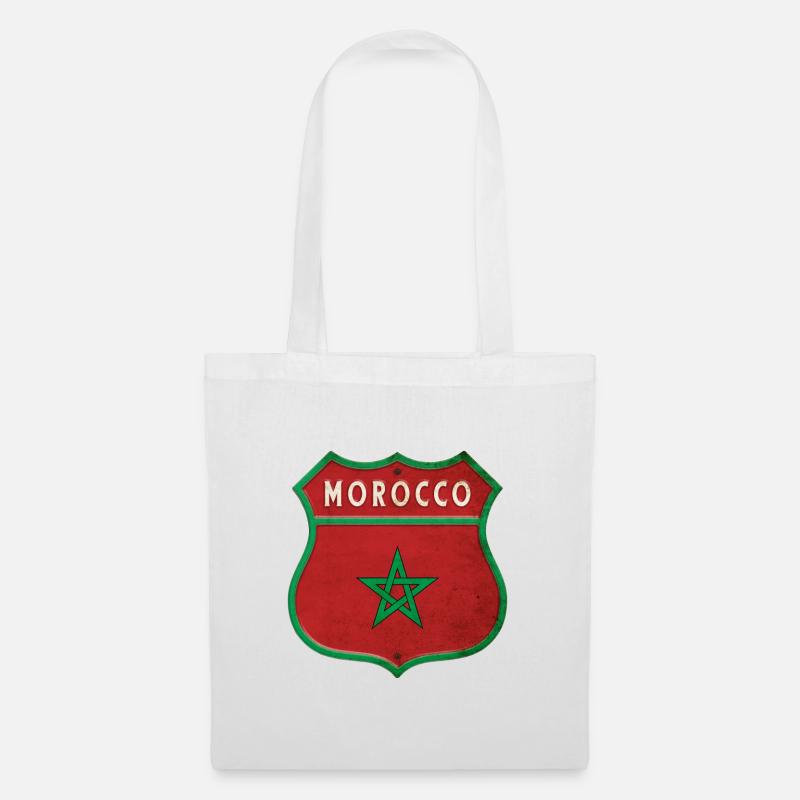 Marokko Wappen Flaggen Design - Stoffbeutel - Weiß