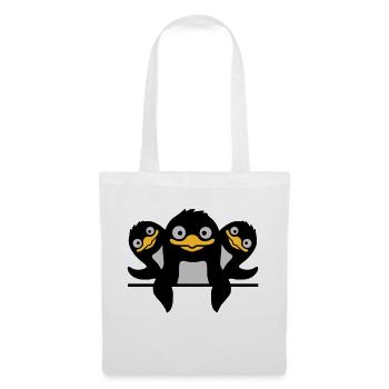 Drôles de pingouins 3 amis - Sac en tissu - blanc - Devant