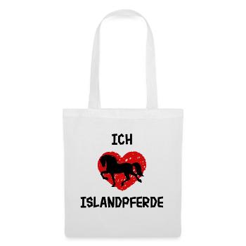 Ich Liebe Pferde Islandpferde Herz Statement - Stoffbeutel - Weiß - Vorne