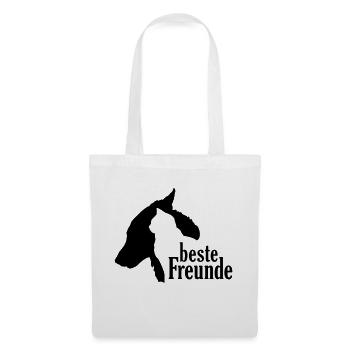 Hund Katze beste Freunde Freundschaft Haustiere - Stoffbeutel - Weiß - Vorne