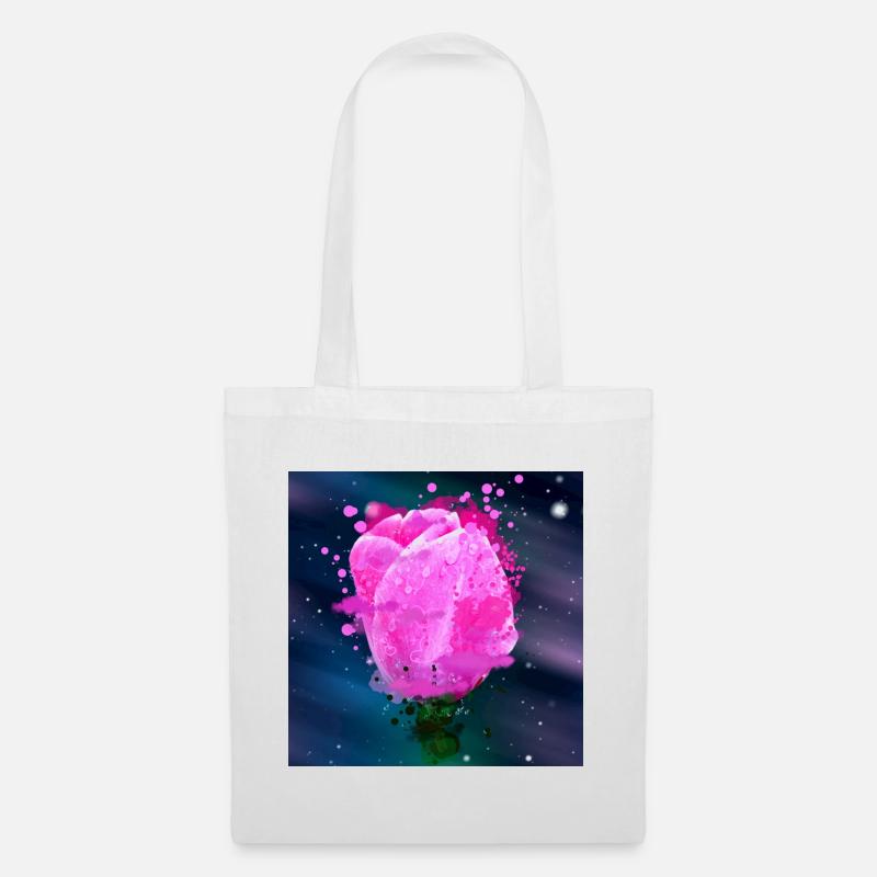 Rosa Tulpen blüten Aquarell Kunst - Stoffbeutel - Weiß