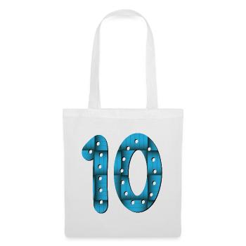 Zahl 10 - ZEHN - 10. Geburtstag - Stoffbeutel - Weiß - Vorne