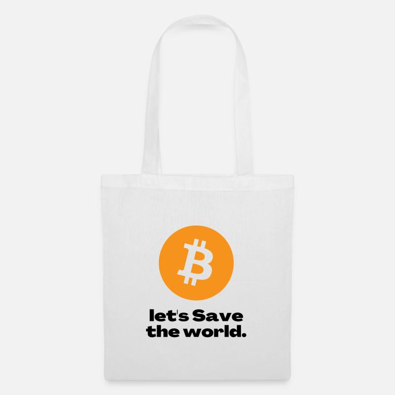 Bitcoin emblem on bright orange circle - Tote Bag - white